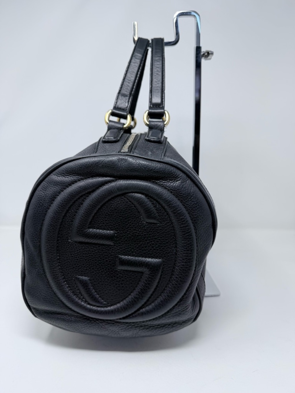 Gucci Black Pebbled Leather Barrel Hobo Satchel - Picture 8 of 10